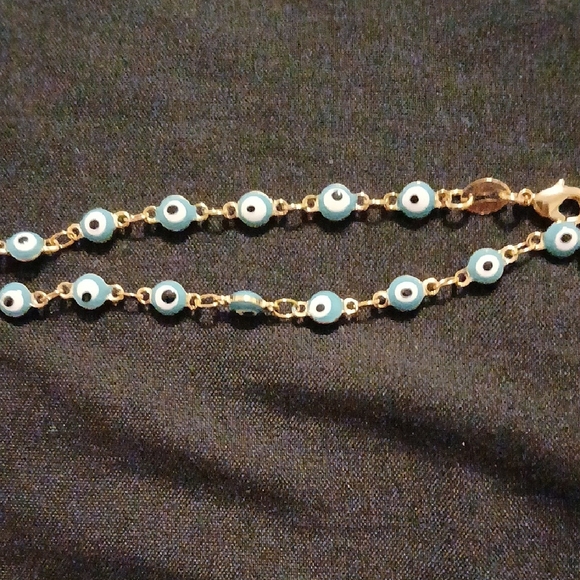Gold and Blue Evil Eye Bracelet - Picture 1 of 3